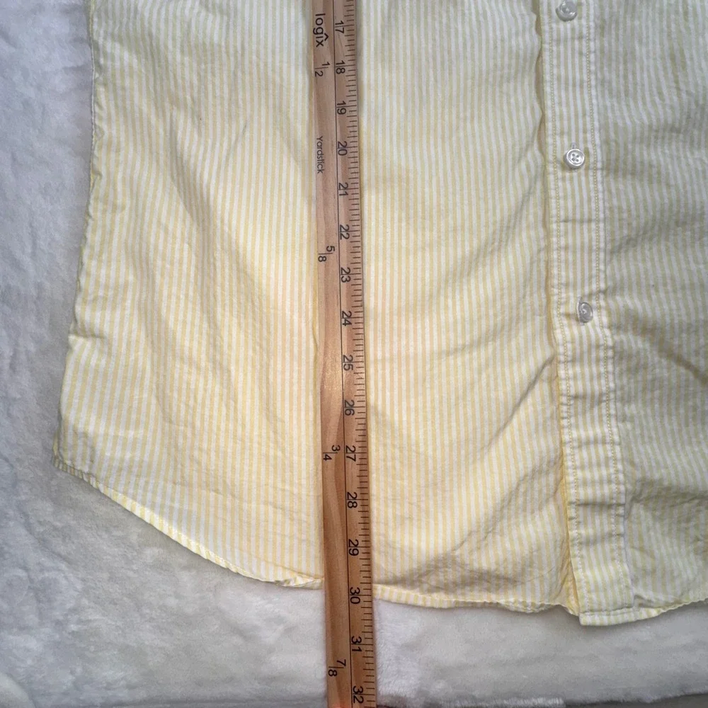 J. Crew Button Down Shirt Men XL Yellow Striped Lightweight Cotton Long Sleeve